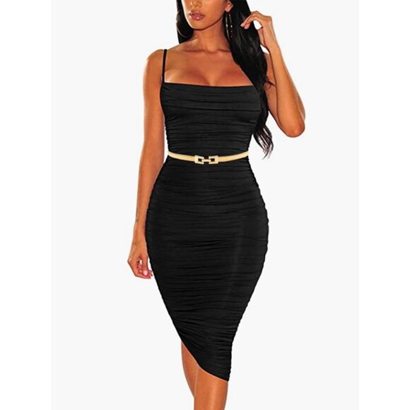 Women's Elastic Metal Skinny Chain Belt Gold Silver Adjustable Waist Accessories - Picture 2 of 5